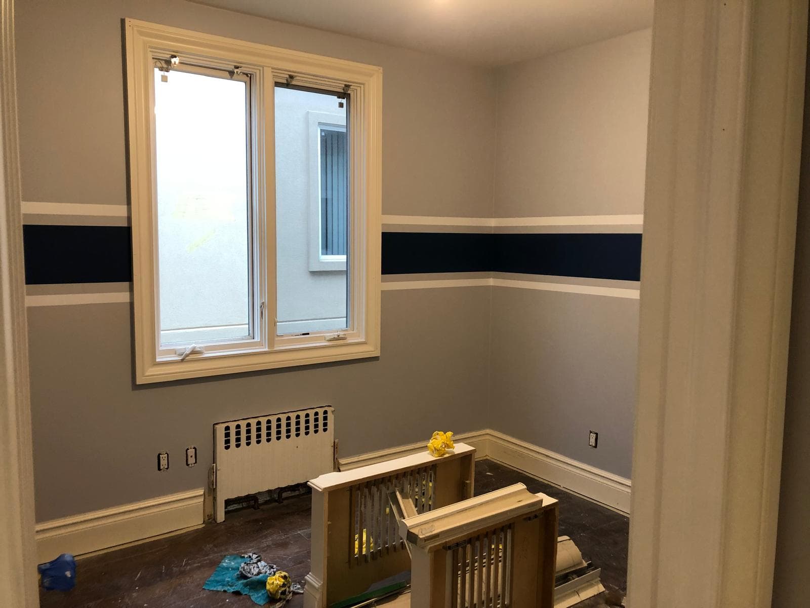 Modern Interior Painting with Geometric Stripes image 3