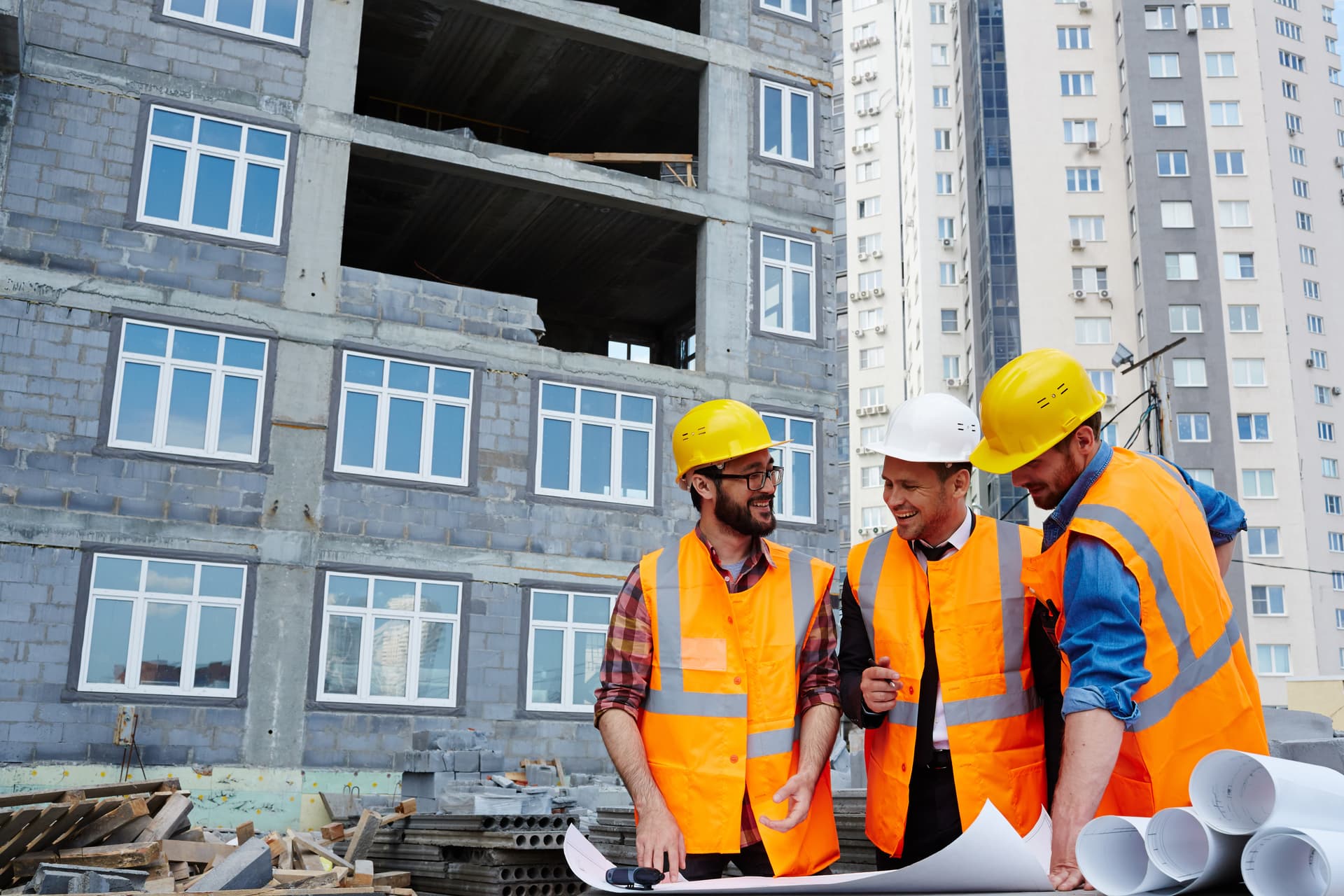 Engineers working at a construction site